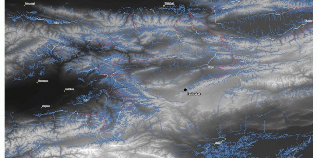 Ο χάρτης που δημιουργήθηκε με συνδυασμό δορυφορικών, γεωγραφικών και αρχαιολογικών δεδομένων (photo by M. Frachetti)
